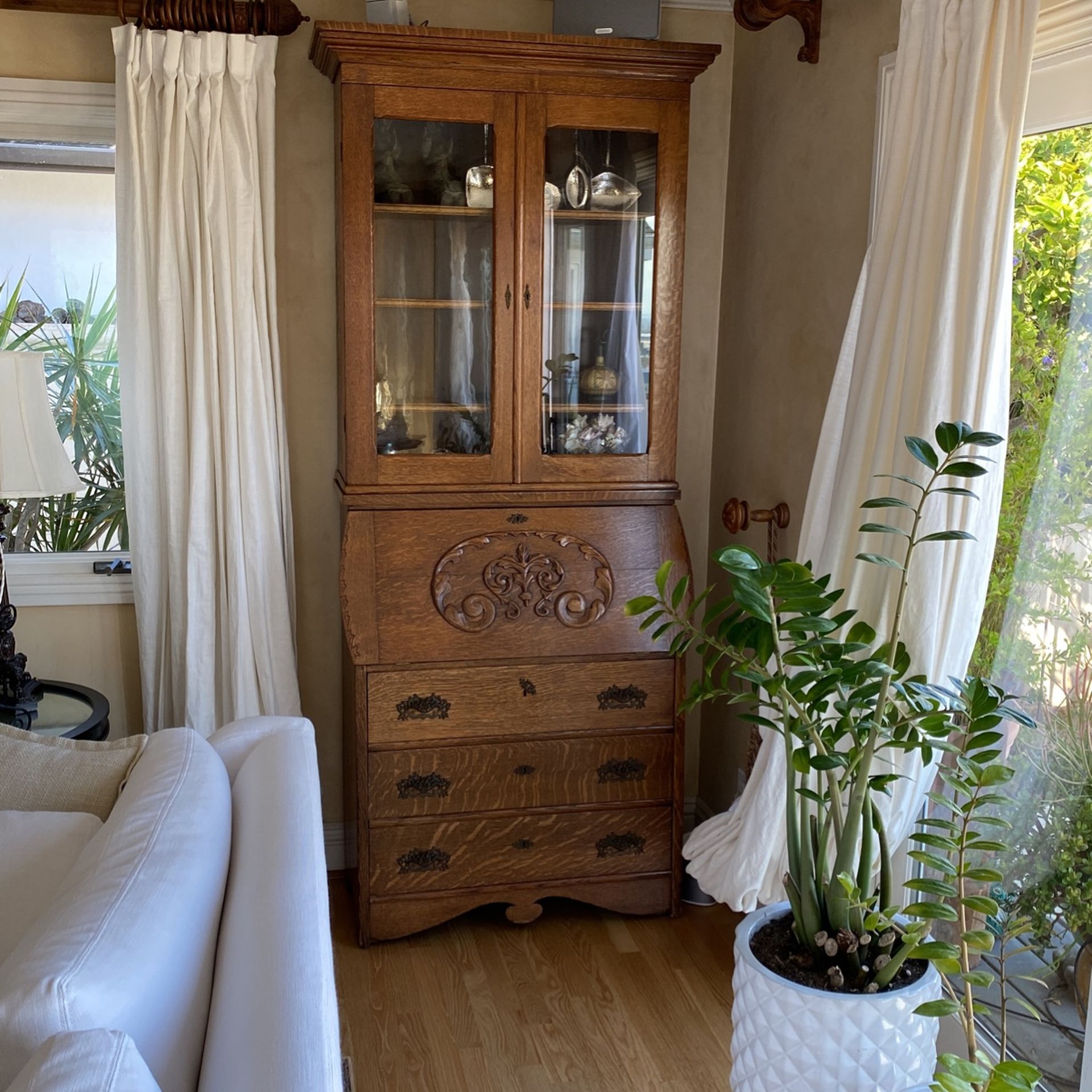 Antique secretary desk and China cabinet