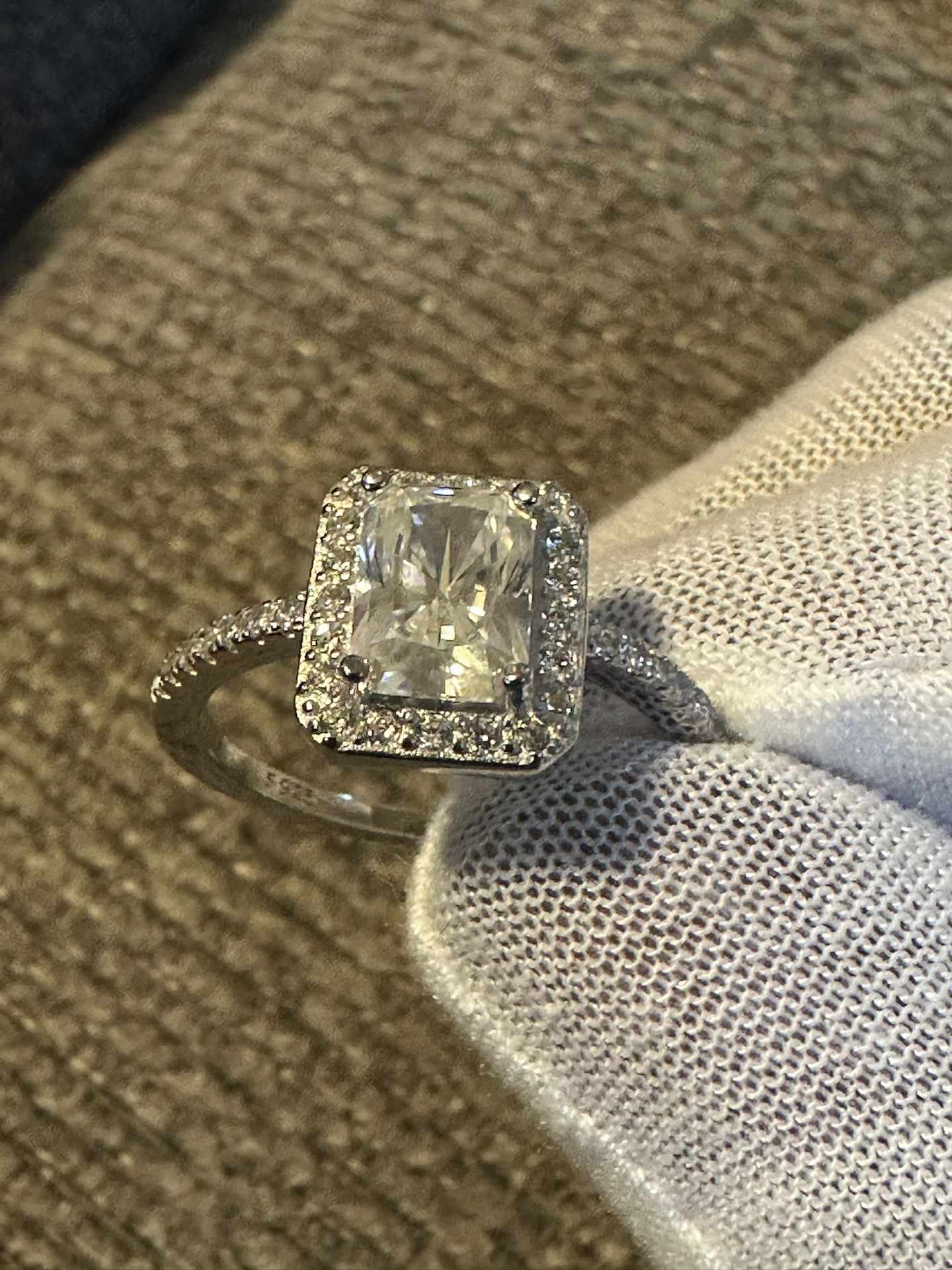 Elegant 2ct Rectangular Moissanite Ring S925 Silver