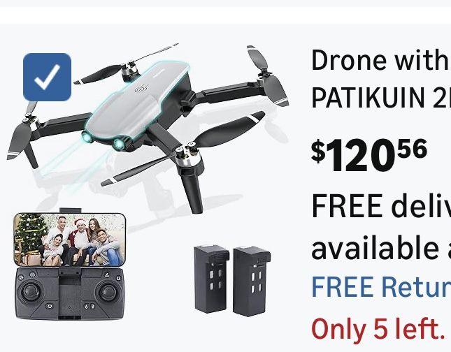 Drone with Camera for Adults PATIKUIN 2K Foldable Drones Kids Beginners, Gesture Control 2 Batteries
