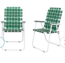 VINGLI Classic 2 Pack Dark Green Metal Beach Chair Outdoor Beach Chair Portable Dining