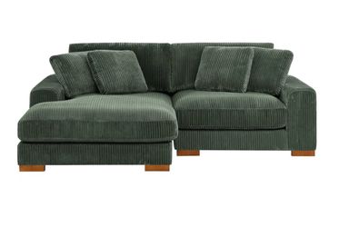 Green Corduroy Sectional Couch w/ Chaise