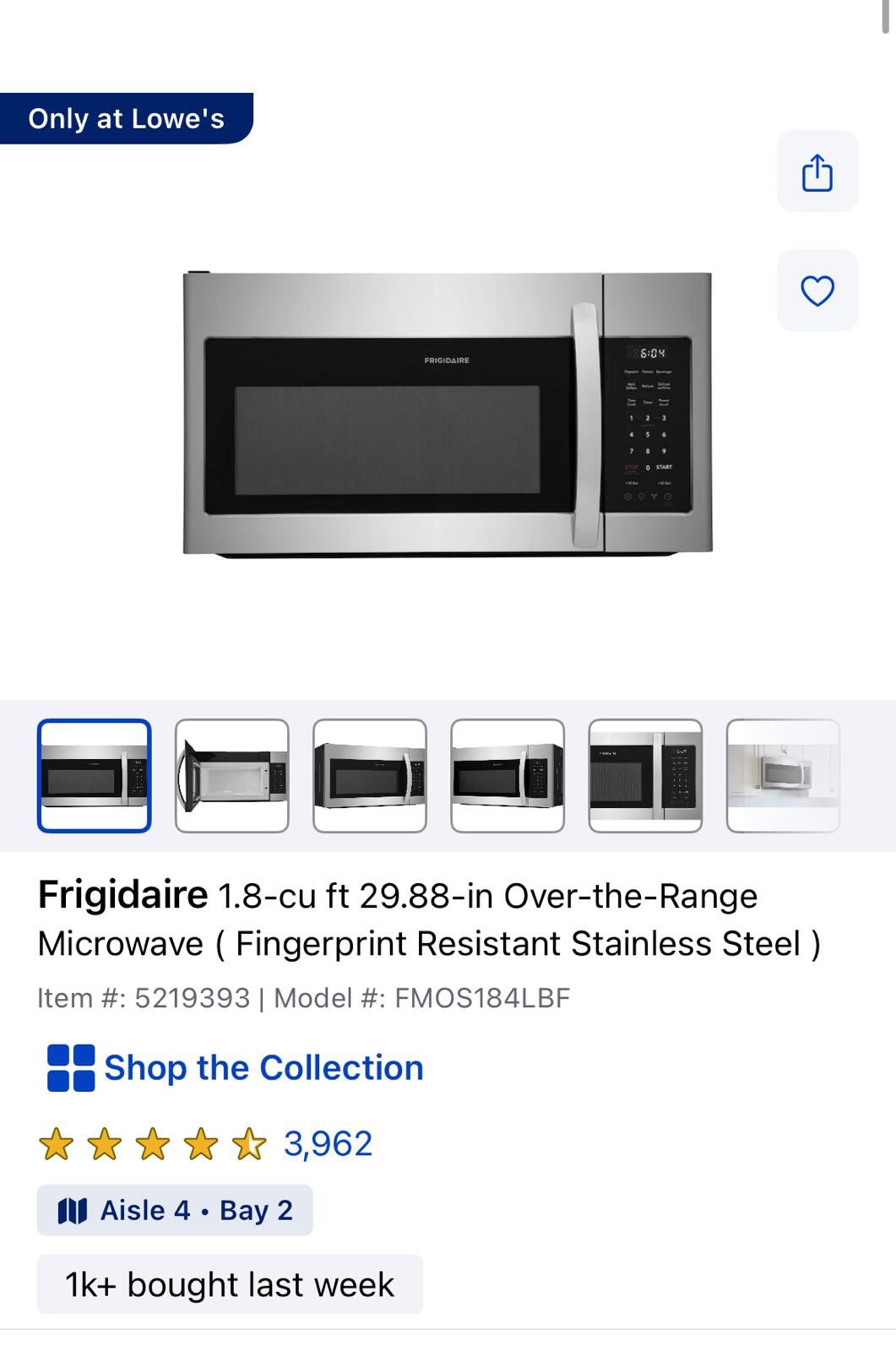 Frigidaire Microwave 