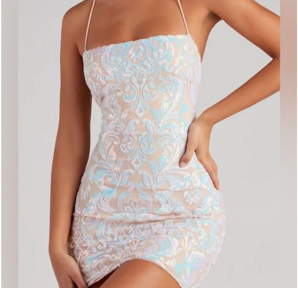 (XS)windsor white sequin dress