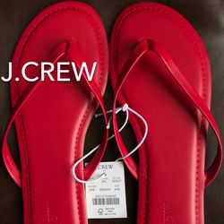 (NEW) (2 SIZES AVAILABLE) WOMEN’S J.CREW FACTORY RED EASY SUMMER FLIP-FLOPS - SIZES: 6 AND 8  