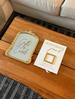Wedding Gifts & Cards Mirror Sign with Honeymoon Fund Box and count down numbers