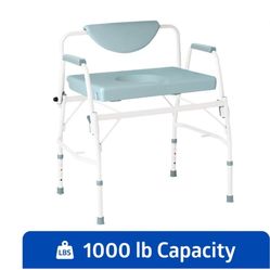 Medline Bariatric Drop-Arm Commode For Elderly and Disabled, Heavy Duty Steel Toilet Chair, 1,000 lb. Weight Capacity=628