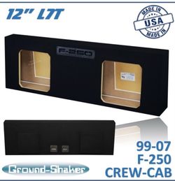 Black 12” Dual Sealed L7t Sub Box, Fits 99-07 Ford F-250 Crew-Cab
