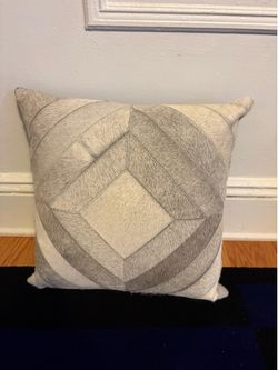 Madisons Grey Hide Patchwork Pillow 18"x18"