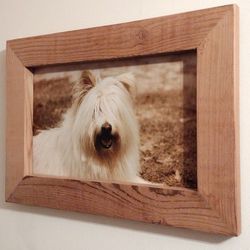 Rustic Frame Skye Terrier (?) Sepia Wall Decor Dog Picture 18×13