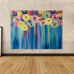 New canvas painting colorful floral flowers