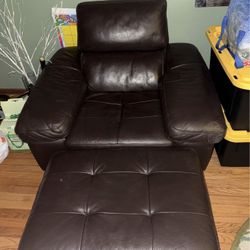 Modern Leather Chair With Ottoman