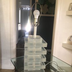 Vintage Mid Century Modern Lucite Stacked Table Lamp 