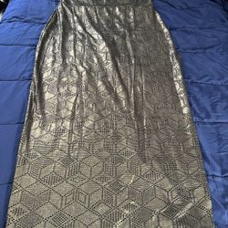 Fashion Nova Metallic Gold Maxi Dress