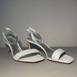 Michael Kors Silver Mila Faux Leather Sling back Heel 