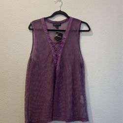 Plus Size Purple Mesh Top