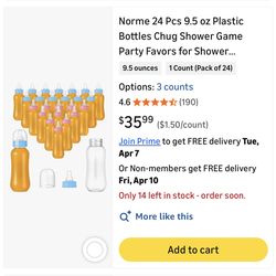 Plastic bottles with nipples for a gender party