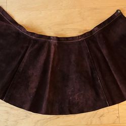 Leather Skirt, Brown Suede, Size Is Approximate-33” WaistX16” Tall.