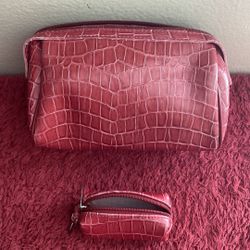 NWOT “Lancôme Red Croc Makeup Bags Set”