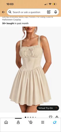 Cream Corset Mini Dress with Tie Front