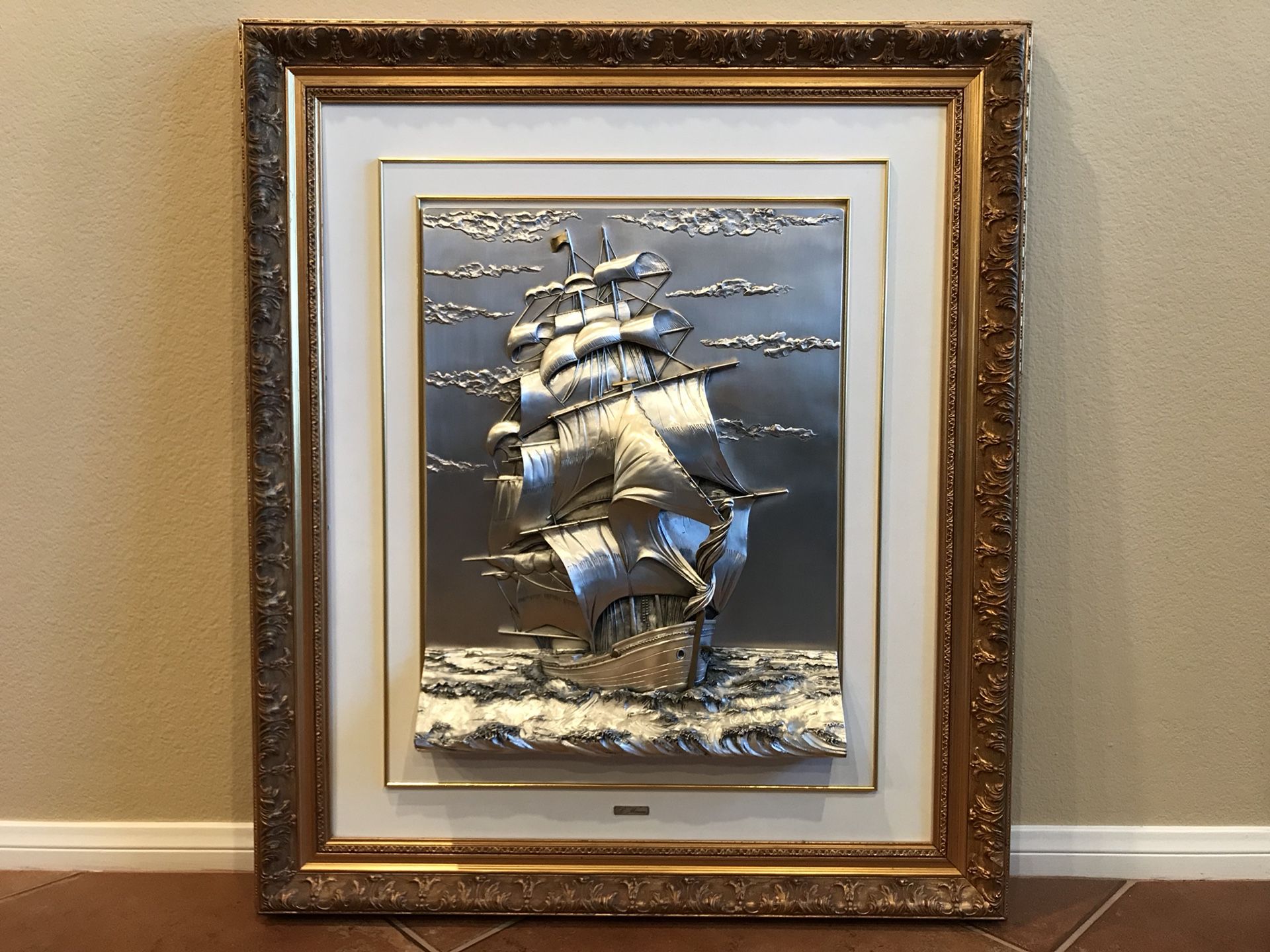 Sterling Silver ship by L. Moroni Certificate of authenticity.
