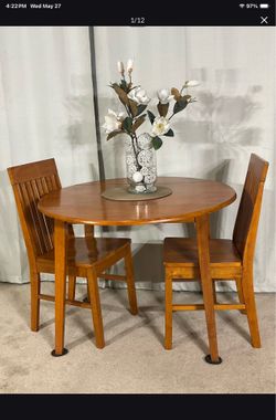 Space Saver Double Drop Leaf Kitchen Dining Table & 2 Chairs PERFECT FOR STUDIO!