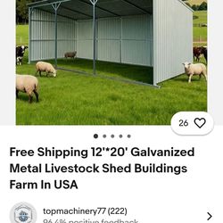 Galvanizaded metal livestock shed she