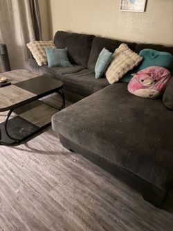 Sectional with chaise, & large coffee table