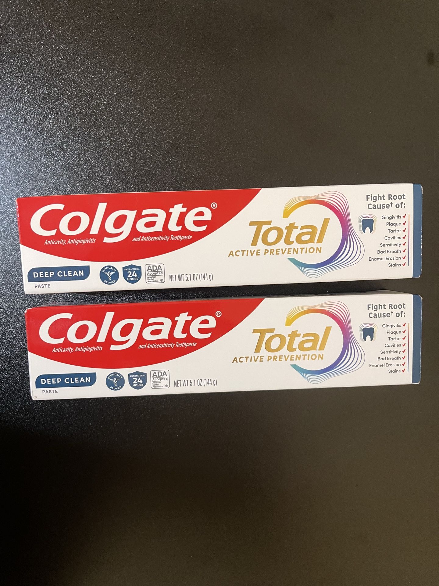 2pack Colgate Total Active Prevention Deep Clean Toothpaste, Mint, 5.1 oz