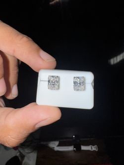 3.00ctw Moissanite Earrings 10K Yellow Gold Radiant Cut Studs Brilliant Sparkle