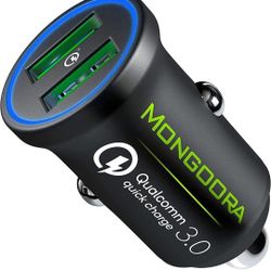 Mongoora Car Charger Adapter - Metal, Portable, 3.0 Car Chargers with Dual USB