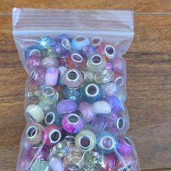 110 Pieces 14mm European Large Hole Spacer Beads Mix Color Silvery Plated Cores