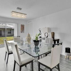 City Furniture – Modern Haven Glass Rectangular Table 8.3 feet x 4.2 feet