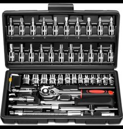 46-Piece 1/4 " Ratchet Set Metric