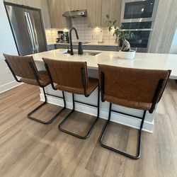3 Bar Stools - Brown