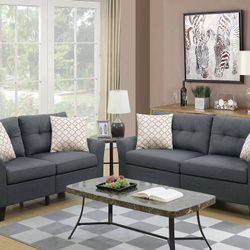 Brand New Charcoal Sofa And Love Seat 