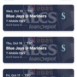 2025 Seattle Mariners ALCS Game 1 and 3 Wednesday Friday October 15th/17th T-Mobile Park Toronto Blue Jays