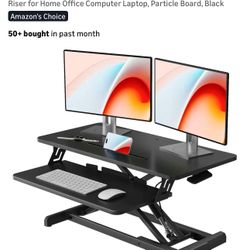 Standing Desk Converter, 32" Wide Height Adjustable Sit Stand Up Desk Riser with Keyboard Tray, Desktop Workstation Riser for Home Office Computer Lap