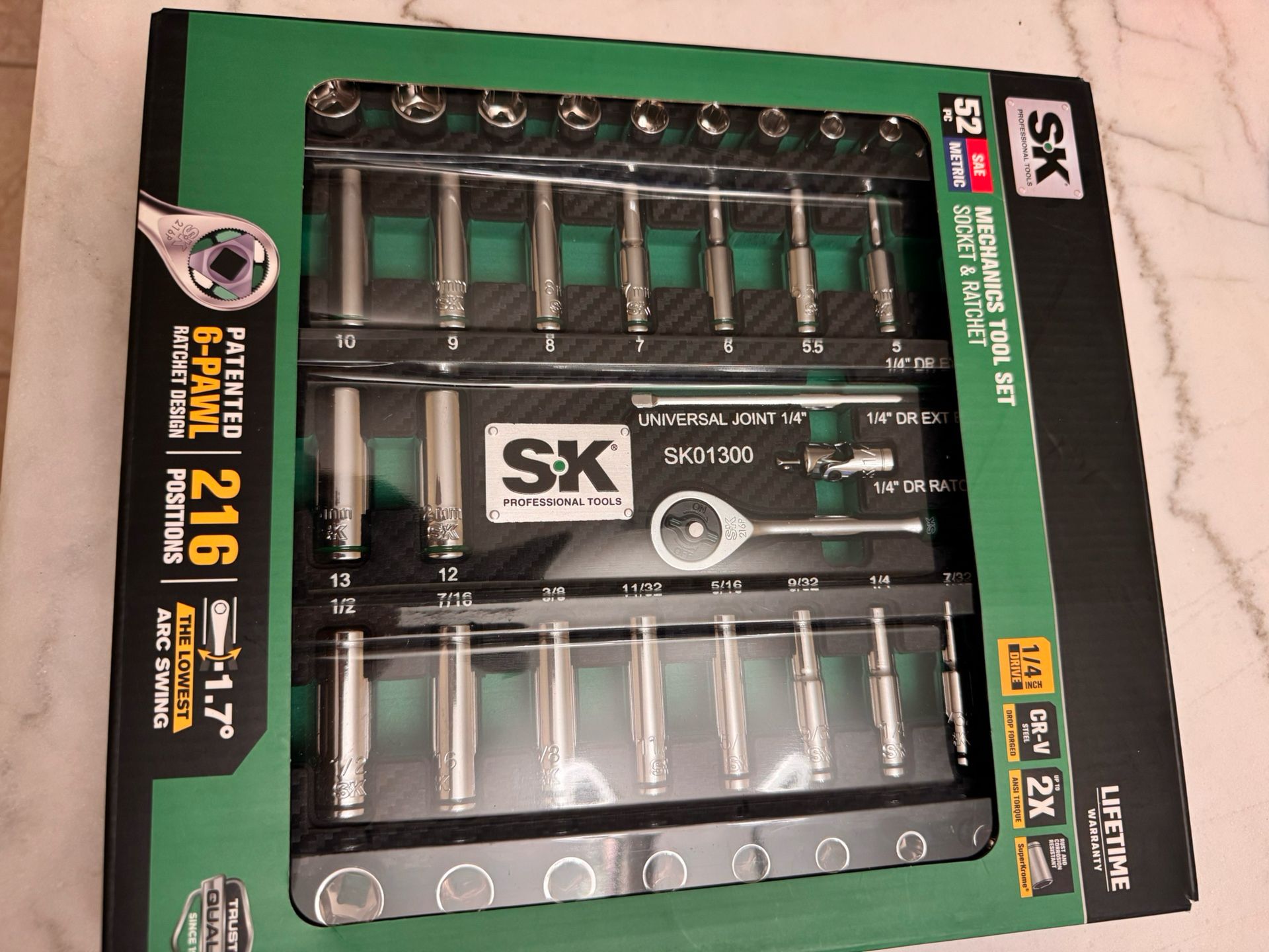 SK TOOLS 1/4” 52PC Socket Set