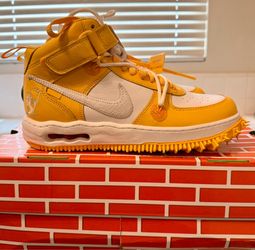 Nike Air Force 1 Mid Off-White Leather Varsity Maize Size 9.5 Men's