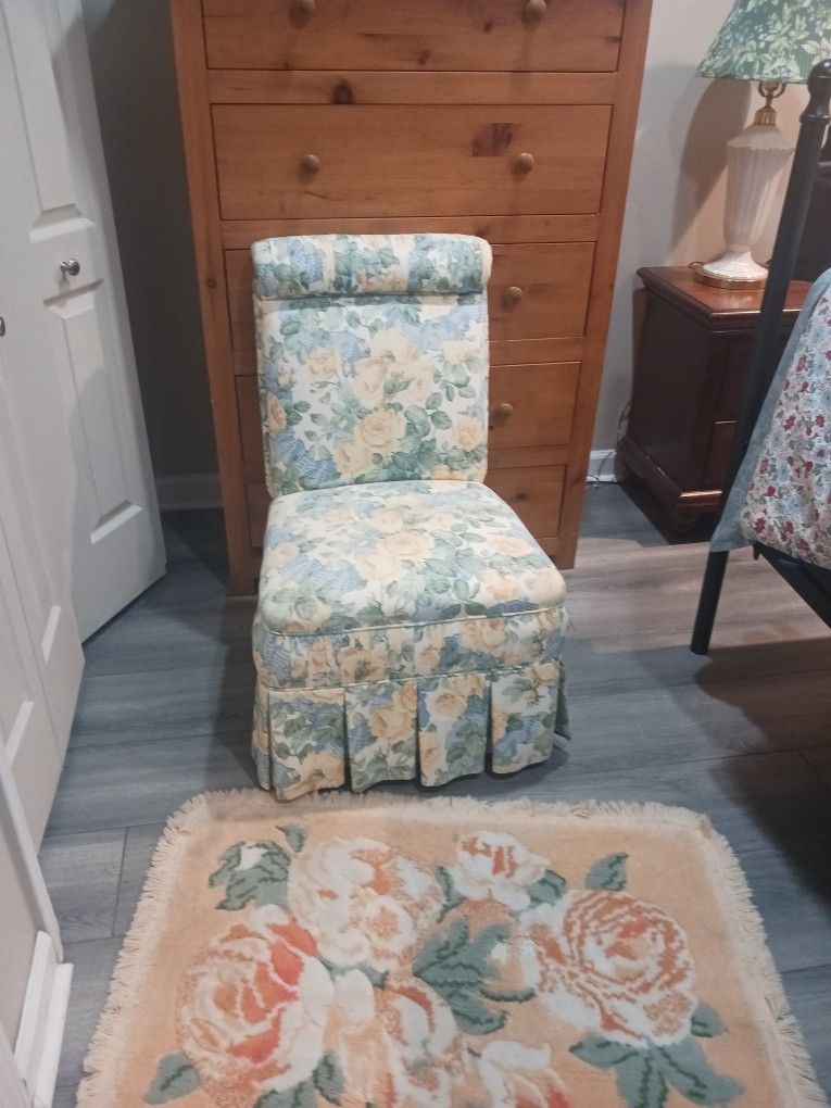 Chair Floral With Pleated Skirt.