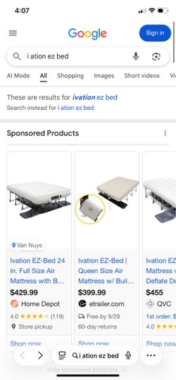 Ovation ez-bed full size air mattress