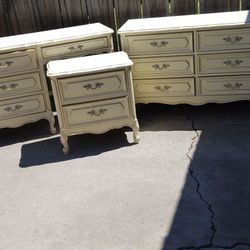 French Provincial Dresser Desk And Nightstand Stand Original Finish