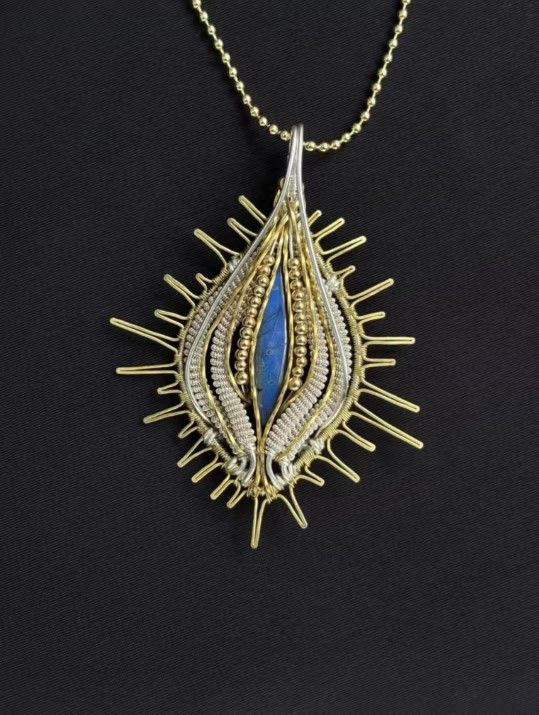 In Stock “Moon Constitution” Original Labradorite Hand-Wound Pendant Natural Stone Silver Plated Brass Design Models