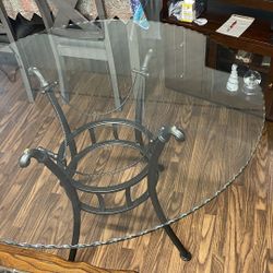 Dining glass and iron table