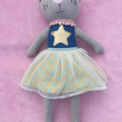 Pillowfort Ballerina Kitten Cat Plush Stuffed Animal Doll Toy Gold Star Lovey