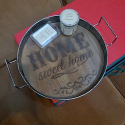 Rustic Tray With One Candle and Some Soy Melts