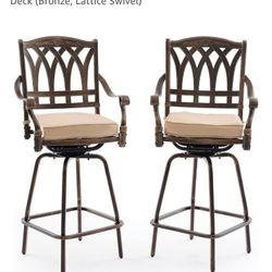 2 New Cast Aluminum Bar Swivel Chairs