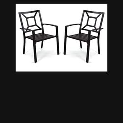 Set of 2 Patio Metal Chairs 