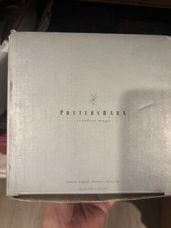 Potterybarn Christmas Reindeer Mugs 4 NIB