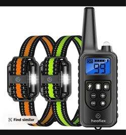 New Black Heaflex 4-in-1 2-Pack Rechargeable Dog Training Bark Collars - Static Shock, Vibration, Buzzer, LED Light, 4200ft Range, Waterproof IPX7, Lo